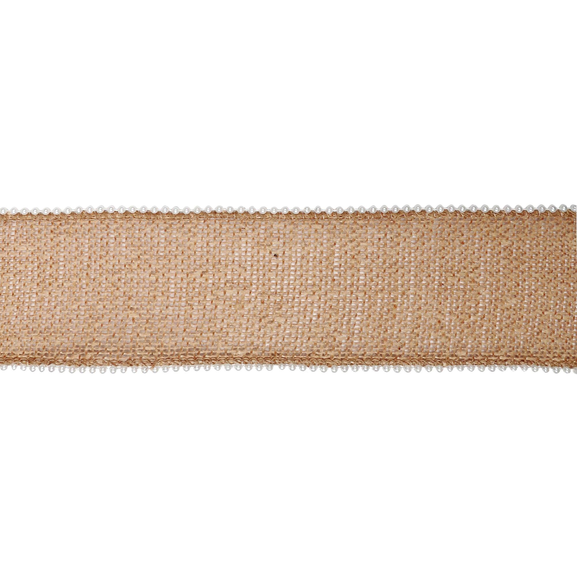 12 Pack: 2.5" x 3yd. Burlap & Beaded Wired Ribbon by Celebrate It® Classic